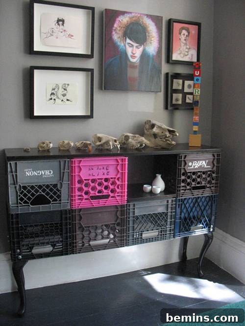 Pink Milk Crate Statement Sideboard