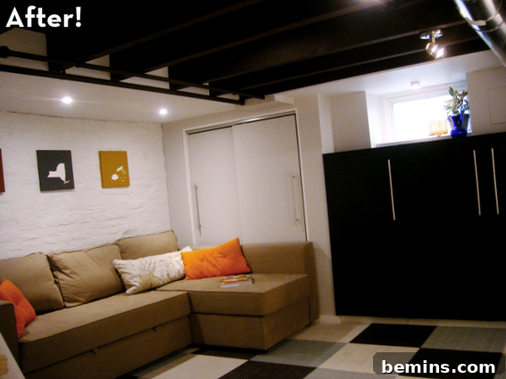 Basement Renovation in Progress: Hard Work and Determination