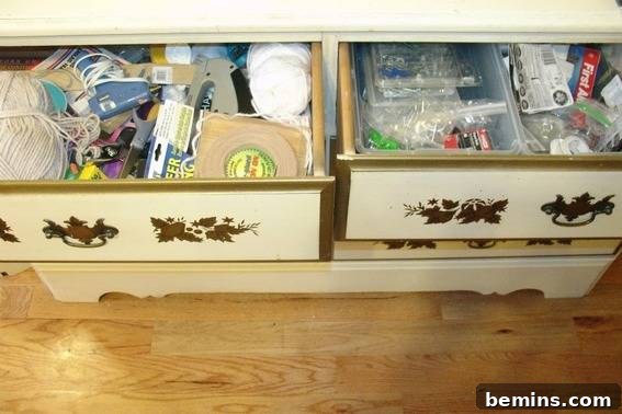 Another overflowing drawer of craft materials
