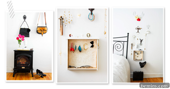 Before and After: A Fresh and Funky Bedroom Makeover Bedroom Bliss: From Bland to Bold Transformation 4 Details: Floral deer antlers and jewelry display