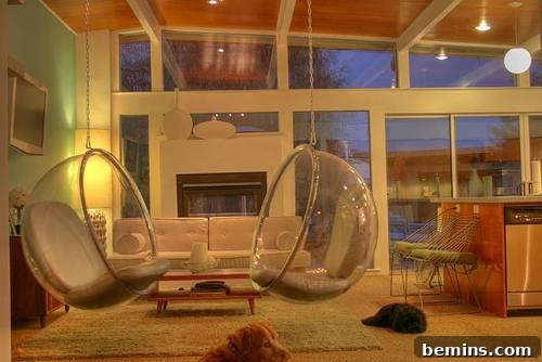 Bubble Chairs: A Pop of Whimsy for Your Space 3 Bubble Chair in a mid-century modern setting
