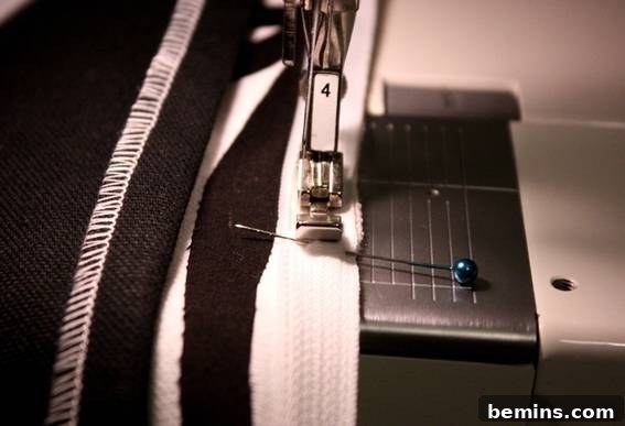 Sewing the Zipper with a Zipper Foot