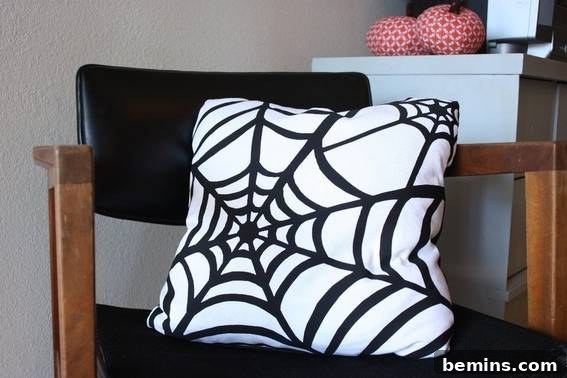 Spider Web Pillow on Display