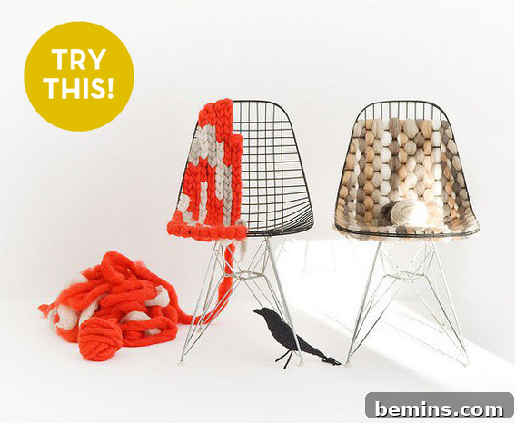 Knitted Eames Wire Chair Transformation