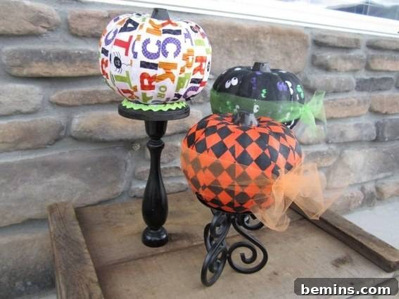 Mod Podge Pumpkins with Fabric