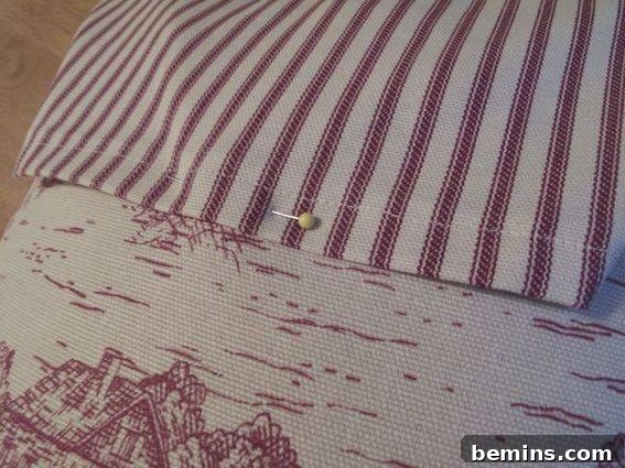 Crafting a Timeless Button Pillow: A DIY Guide 11 Pinning the Flap