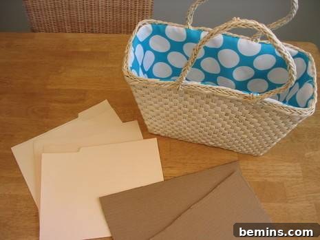 Turning a Tote into a Mobile File Organizer 3 Wicker handbasket and manila folders