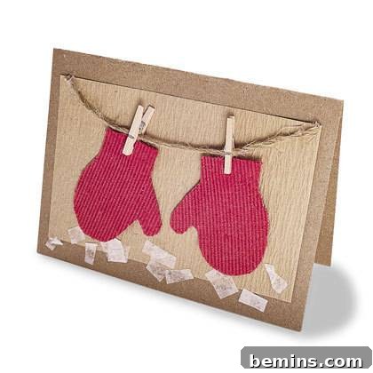 Mittens Card - Handmade Christmas Card