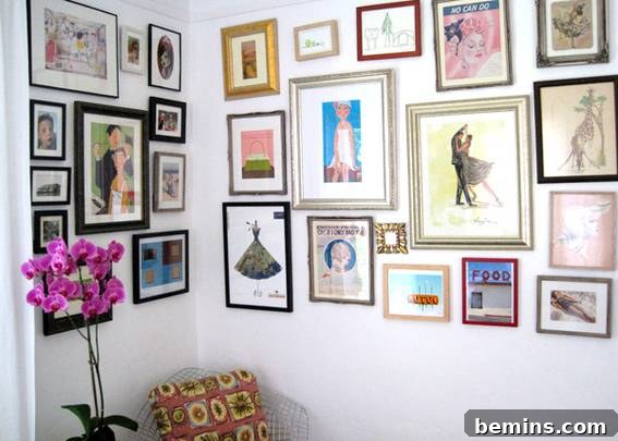 Collage wall with vintage album covers