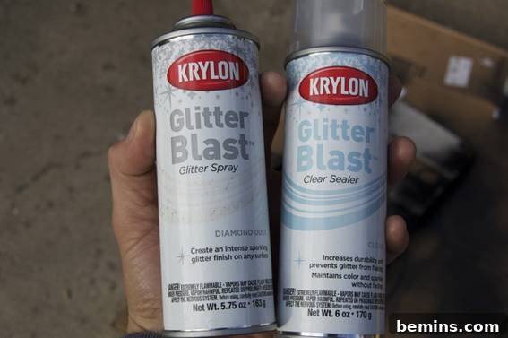 Krylon Glitterblast spray paint.