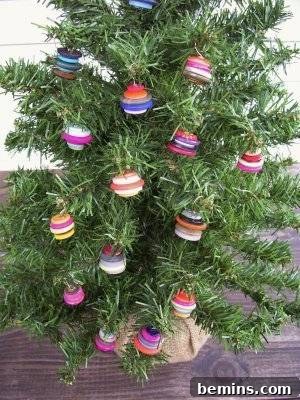 DIY Christmas tree using colorful buttons.