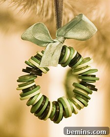 A necklace made of green discs and a bow.