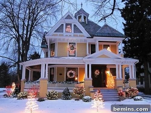 Christmas Home in Snow: A Festive Winter Scene