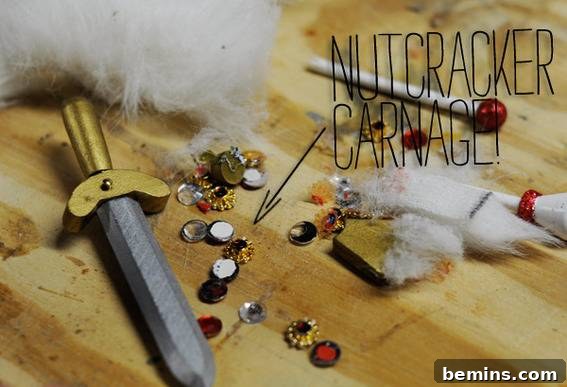Craft Your Own Modern Minimalist Nutcracker 5 Carefully removing accessories like swords and jewels from a nutcracker