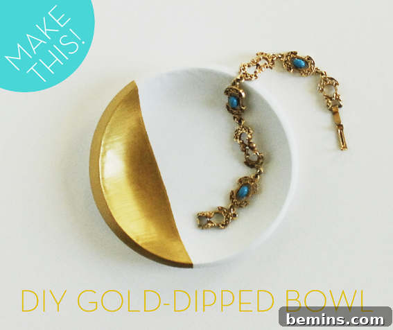 Finished DIY Gold Dipped Bowl