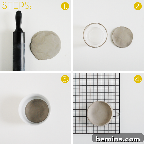 Rolling Out the Clay for the DIY Gold Dipped Bowl