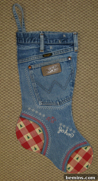 Upcycled Denim Christmas Stocking