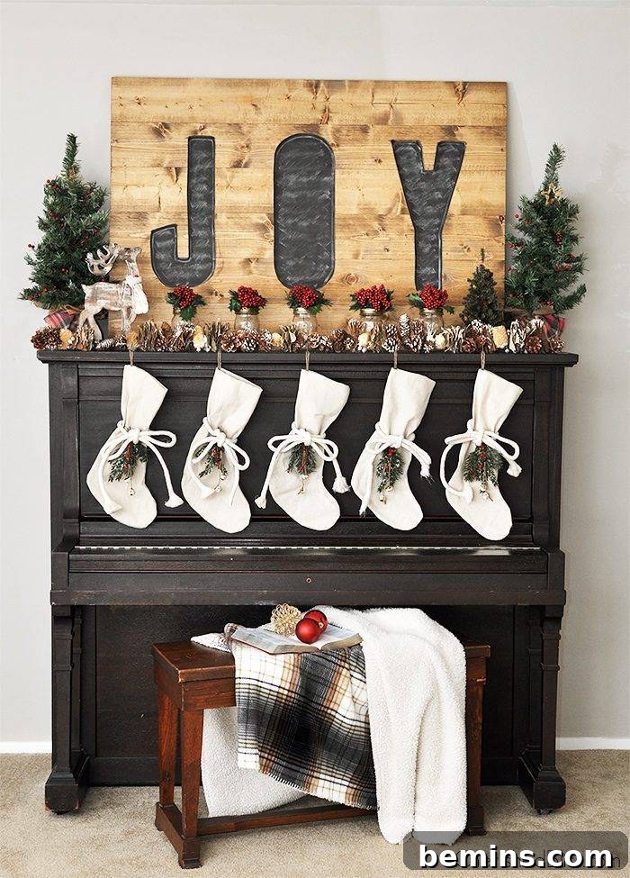 Creative Stocking Display Ideas Without a Fireplace 2 Rustic Piano Christmas Mantel