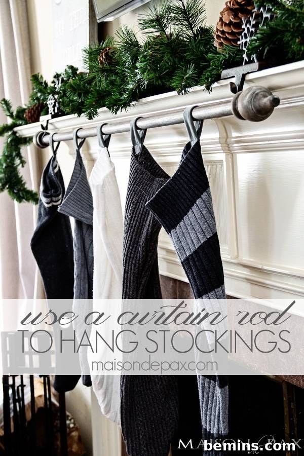 Creative Stocking Display Ideas Without a Fireplace 3 DIY Curtain Rod Stocking Hanger