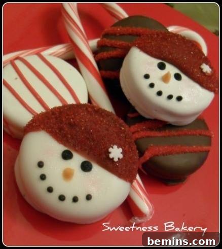 Cookies and treats decorated like snowmen.