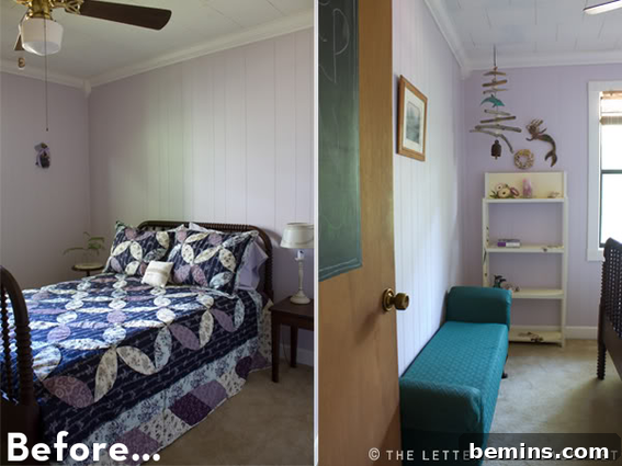 Before: A Purple Bedroom with Dated Accessories