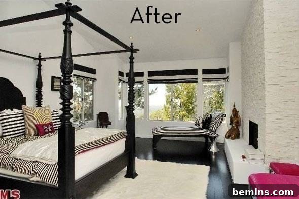 After: A Dramatic Black and White Bedroom