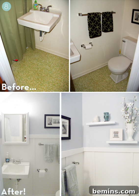 Bathroom update costing under $25, showing significant impact from minimal investment