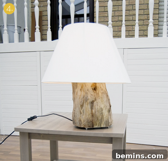 DIY Tree Stump Table Lamp