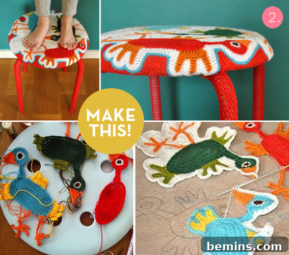 DIY Crocheted Stool Cover