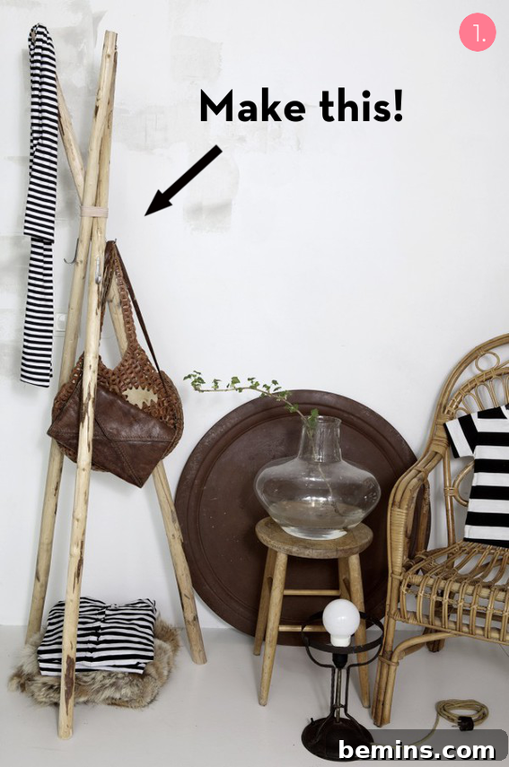 DIY Wood and Leather Coat Stand