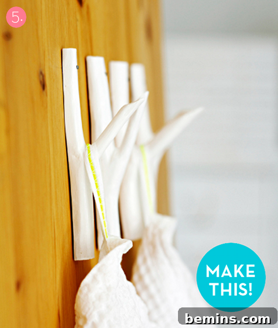 DIY Tree Branch Wall Hooks