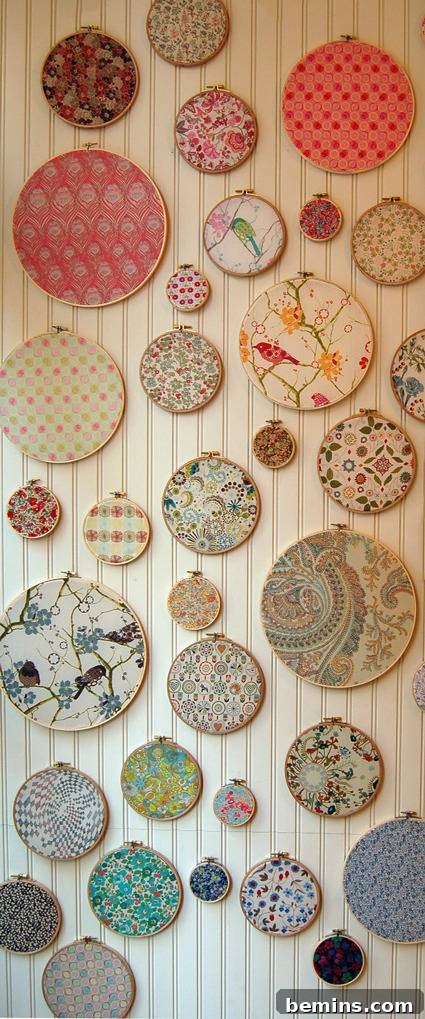 6 Clever Fabric Display Ideas Without Sewing 4 Embroidery Hoop Fabric Art
