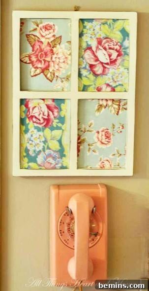 6 Effortless Fabric Display Ideas 7 Fabric behind an old window frame