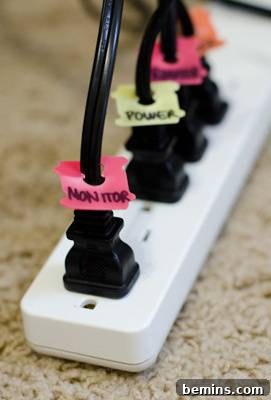 Curated Collection: 8 Chic DIY Wire & Cable Management Solutions 8 Bread clip cable labels