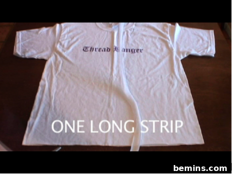 T-shirt strips laid out