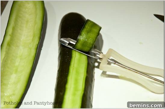 Peel cucumbers