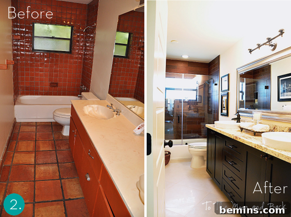 Small Bathroom Makeover with Faux Wood Tiles