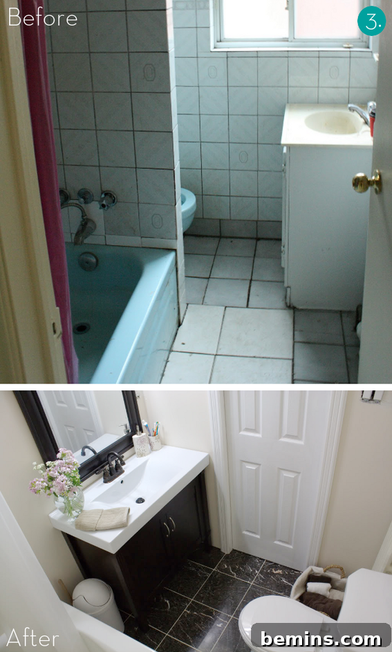 Small Bathroom Makeover with Layout Changes