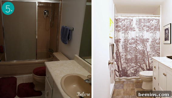 Small Bathroom Makeover with Color and Art