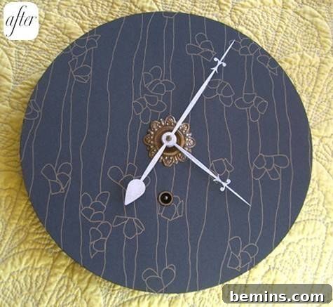 britneyafter - The same clock transformed with decorative wallpaper, showcasing a new pattern.