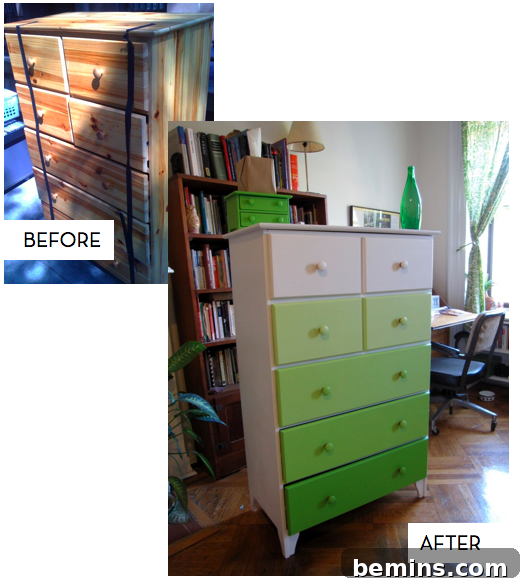Dresser makeover featuring paint chips