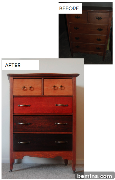 Ombre stained dresser with gradient effect