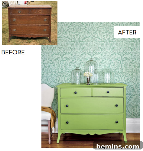 Yellow dresser with brushed nickel hardware