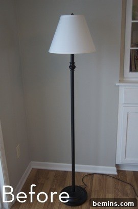 Before: A simple black floor lamp from Target ready for a DIY makeover