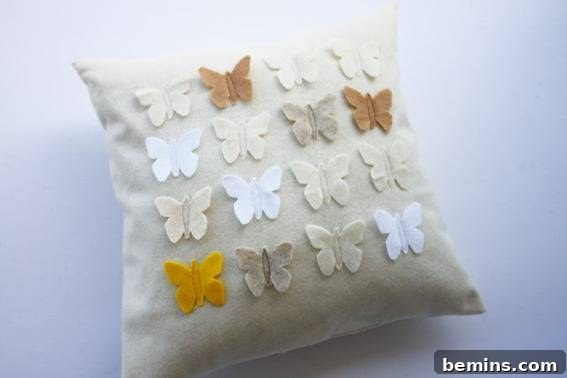 DIY Butterfly Embellished Throw Pillow