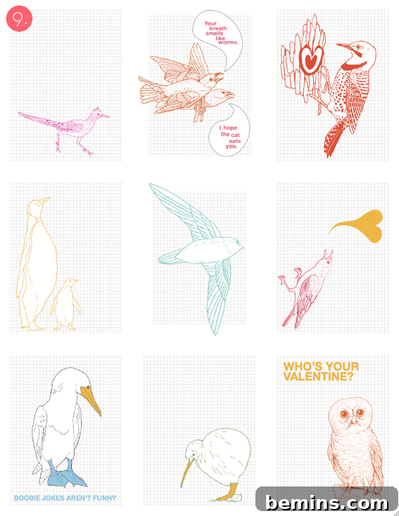 Last-Minute Love: Free Printable Valentine's Day Cards 10 Bird Valentine Card