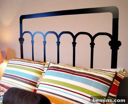 Faux Headboard Created with Vinyl Decal