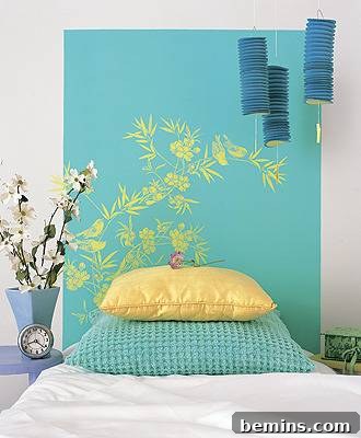 Stenciled Faux Headboard Design