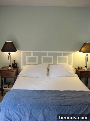 Geometric Faux Headboard using Painter's Tape