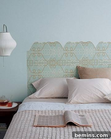 Faux Headboard Made from Wallpaper